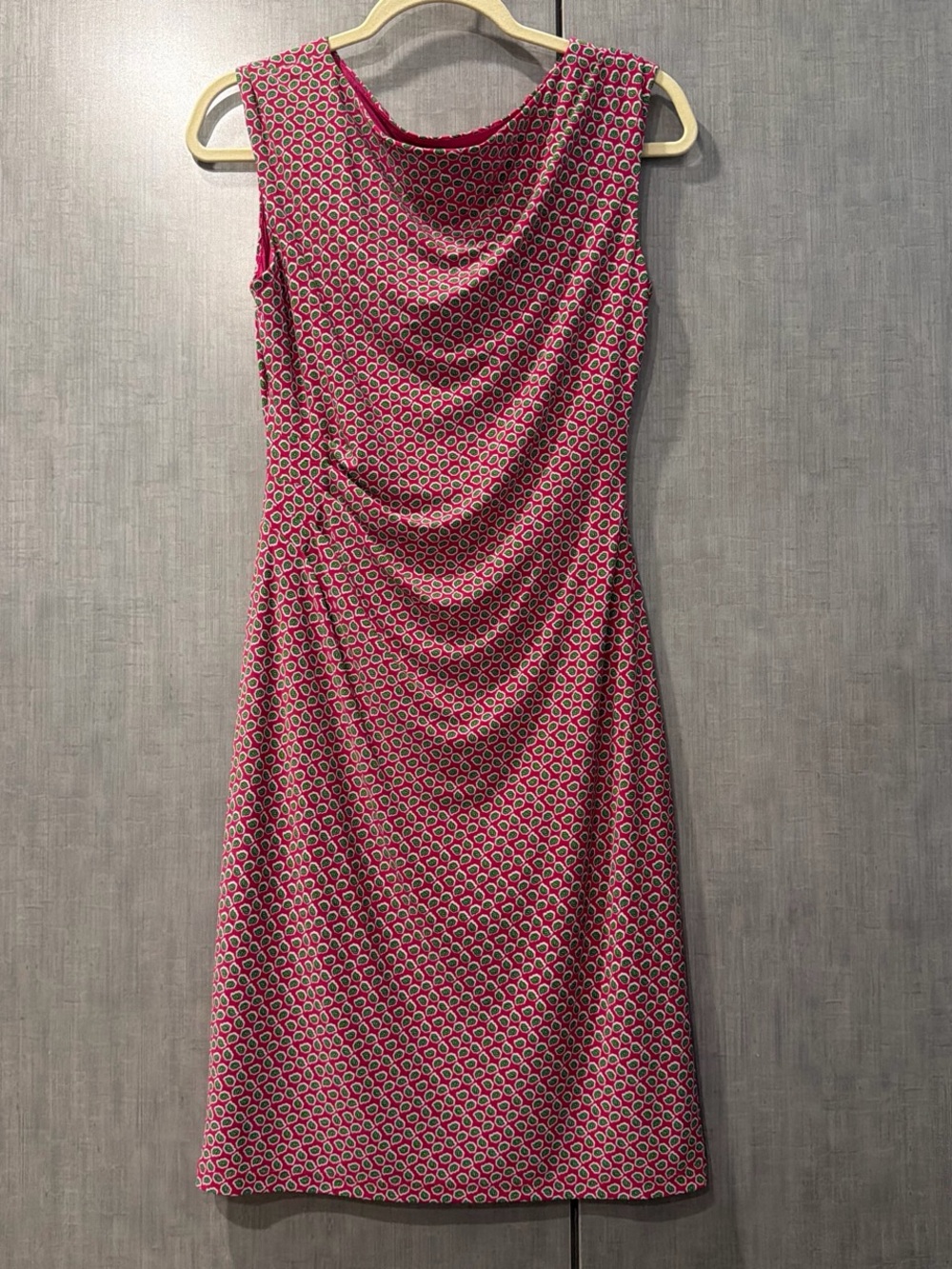Ralph Lauren Pink Geo-Print Sleeveless Draped Sheath Dress